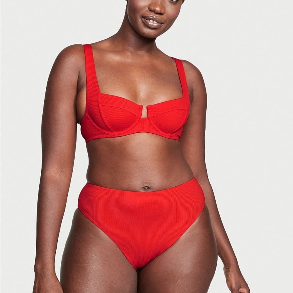 Victoria's Secret Bold Bikini Set - Hot Pink and Orange Micro Stripes